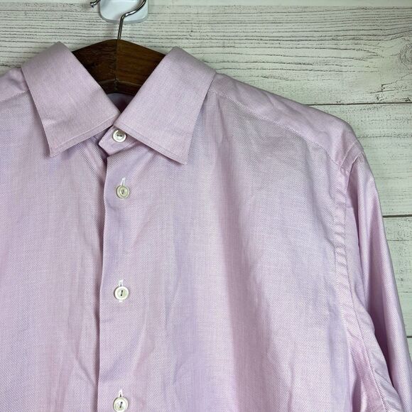 ETON Mens Pink Casual Preppy Button Down Slim Shirt Size 43 17 Cotton - Picture 4 of 12